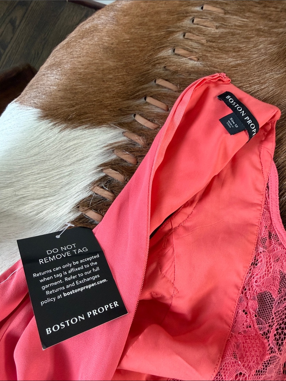 Boston Proper Coral Pink Lace & Pleated Maxi Dress - Picture 9 of 10